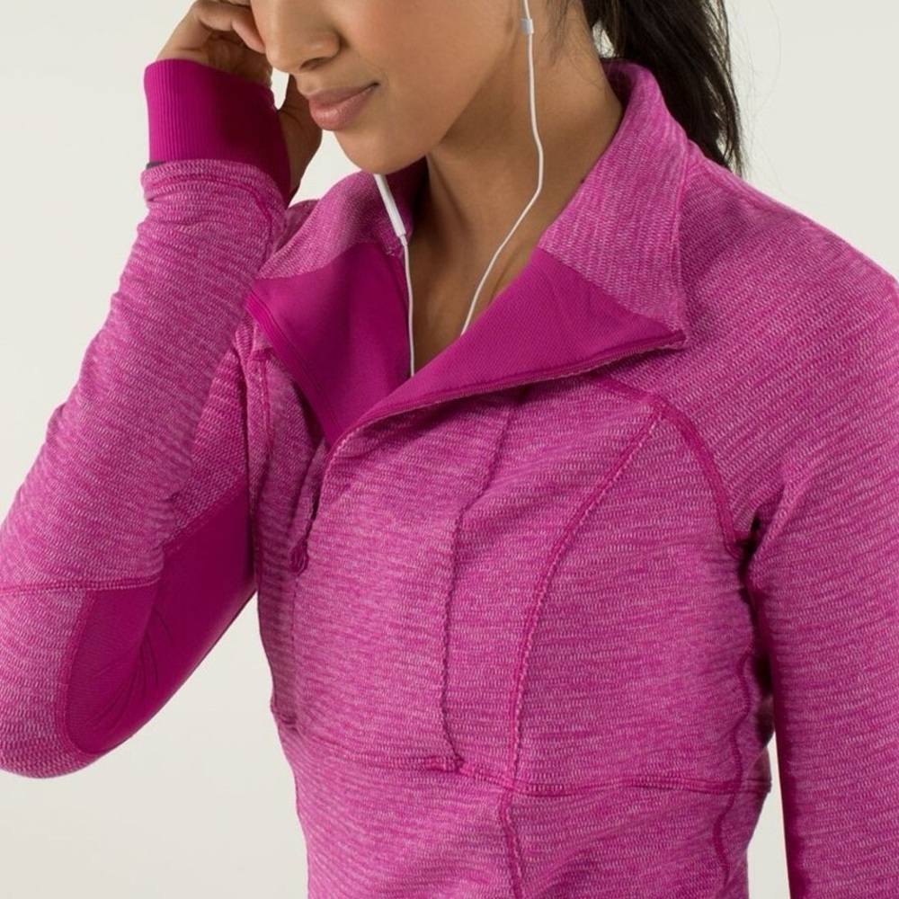 Lululemon Base Runner 1/2 Zip Raspberry Pique‎ Pink Rulu Athletic Top Size 10 - Picture 7 of 16